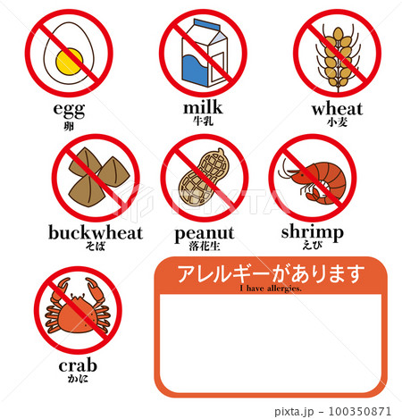 自分のアレルギーを知らせるための表示カード 100350871