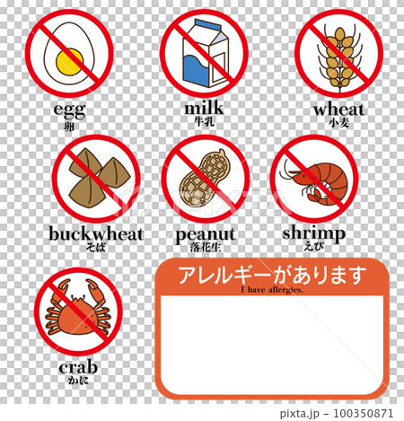 自分のアレルギーを知らせるための表示カード 100350871