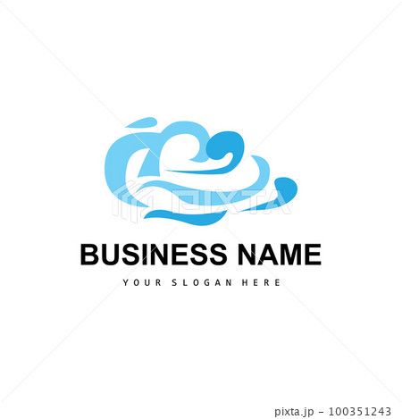 Beach Wave Logo, Water Wave Vector, Water Abstract Design, Illustration Template Icon 100351243