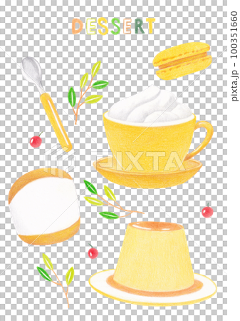 Dessert illustration drawn with colored pencils. Dessert illustration drawn with colored pencils. 100351660