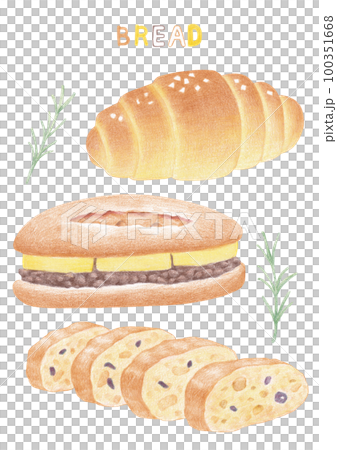 Bread illustration drawn with colored pencils. Bread illustration drawn with colored pencils. 100351668