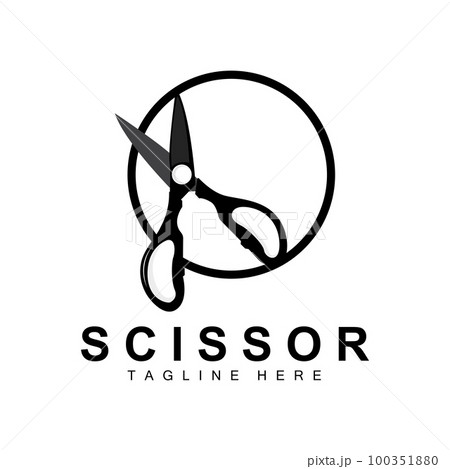 Scissors Logo Design, Barbershop Shaver Vector, Babershop Scissors Brand Illustration 100351880