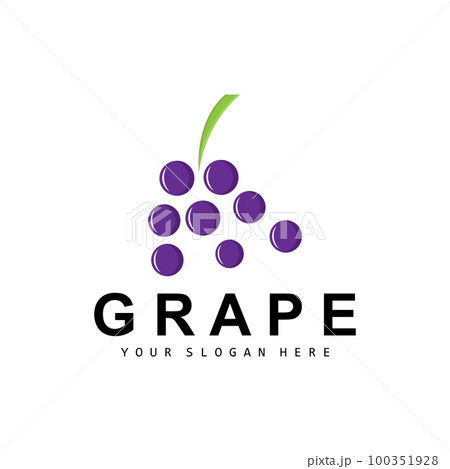 Grape Fruit Logo, Circle Style Fruit Design, Grape Farm Vector, Wine Drink, Nature Icon, Illustration Template 100351928