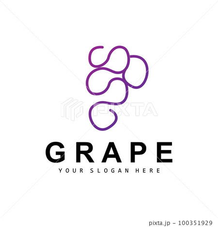 Grape Fruit Logo, Circle Style Fruit Design, Grape Farm Vector, Wine Drink, Nature Icon, Illustration Template 100351929