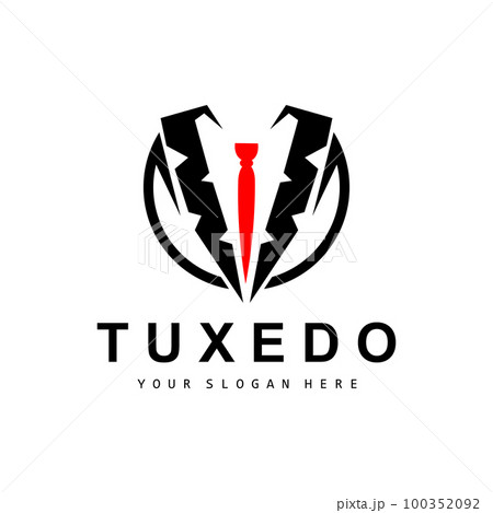 Tuxedo logo, Suit And Tie Vector, Men Suit Dress Tailor Design, Bow Tie Bowtie Icon, Vintage Classic Illustration 100352092