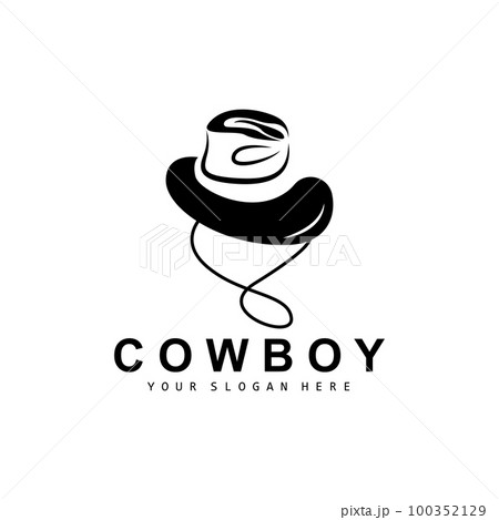 Cowboy Hat Logo, Texas Cowboy Design, Western Country Sheriff Hat Vector, Silhouette Icon 100352129