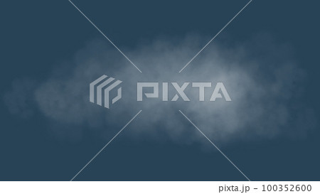 青い背景の中心で楕円形に広がる白い霧 100352600