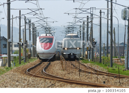 北陸本線　西高岡ー高岡　北越急行　681系　N02+N12編成　はくたか　681系　サンダーバード 100354105