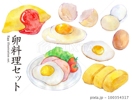 水彩イラスト 卵料理 たまご 水彩イラスト 卵料理 たまご 100354317