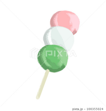 Isolated hand drawn illustration of Japanese style dessert, hanami dango 100355024