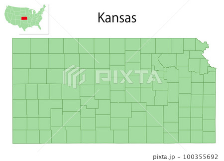 カンザス　アメリカ　地図　アイコン 100355692
