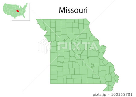 ミズーリ　アメリカ　地図　アイコン 100355701