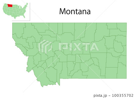 モンタナ　アメリカ　地図　アイコン 100355702