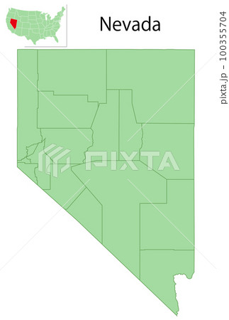 ネバダ　アメリカ　地図　アイコン 100355704