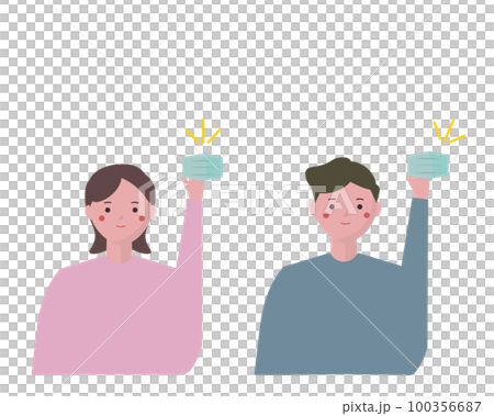 マスクを外す人々 マスクを取る男女 ベクターイラスト マスクを外す人々 マスクを取る男女 ベクターイラスト 100356687
