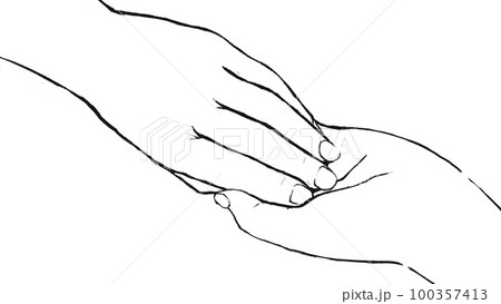 手を取るイラスト線画素材のイラスト素材 [100357413] - PIXTA