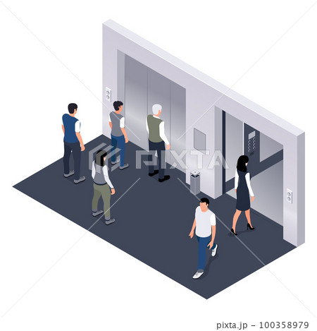 Passenger Elevator Isometric Composition 100358979