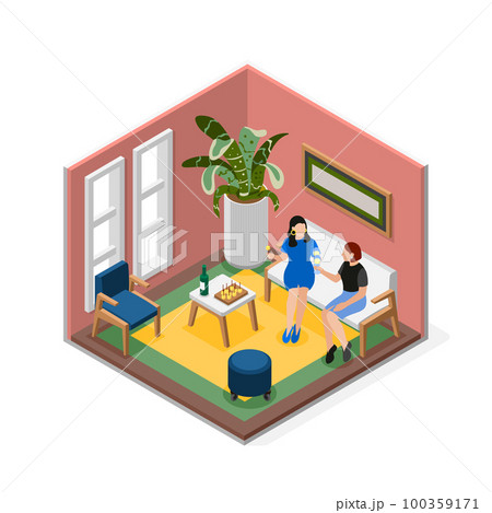 Female Friends Isolated Isometric Composition Female Friends Isolated Isometric Composition 100359171