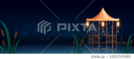 Night Gazebo Landscape Night Gazebo Landscape 100359360