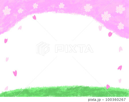 桜のかわいいフレーム　手描き 100360267