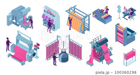 Textile Mill Industry Icons 100360298