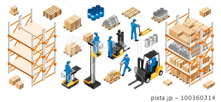 Isometric Warehoouse Interior Set 100360314
