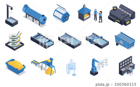 Glass Production Isometric Color Set Glass Production Isometric Color Set 100360315
