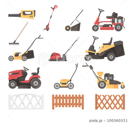 Lawn Mower Cartoon Set Lawn Mower Cartoon Set 100360351