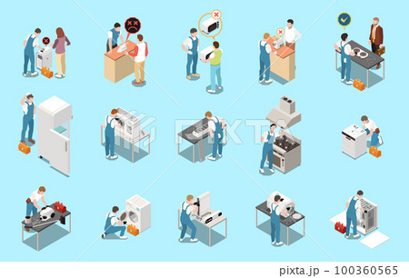 Home Appliance Repair Service Isometric Set 100360565