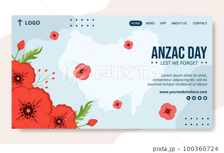 Anzac Day of Lest We Forget Social Media Landing Page Hand Drawn Template Illustration 100360724