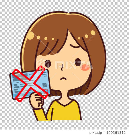 一名持有健康保險證的年輕女性廢除了插圖素材 100361312