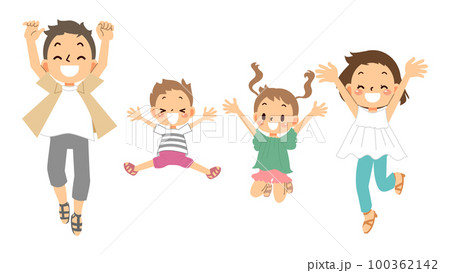 4人家族でみんなでジャンプ 4人家族でみんなでジャンプ 100362142