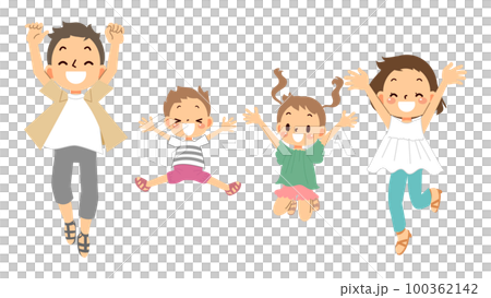 4人家族でみんなでジャンプ 4人家族でみんなでジャンプ 100362142