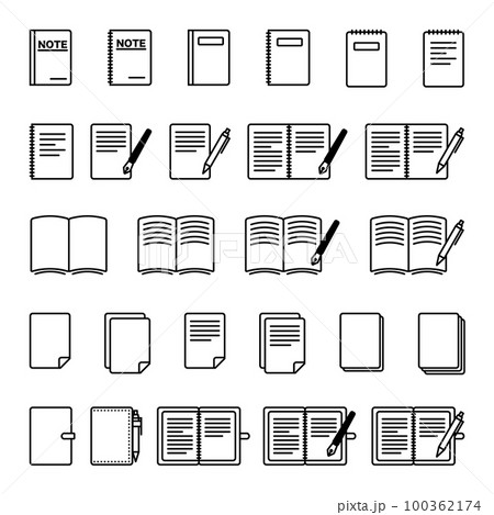 ノートとペンのアイコン/ビジネス/紙/イラスト/勉強/メモ/ペン 100362174