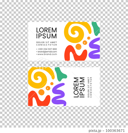 ABSTRACT BUSINESS CARD TEMPLATE Minimal Childish Shapes Vector Hand Drawn Sketch Contemporary Folk Doodle Modern African Design For Communications Matisse Style 100363671