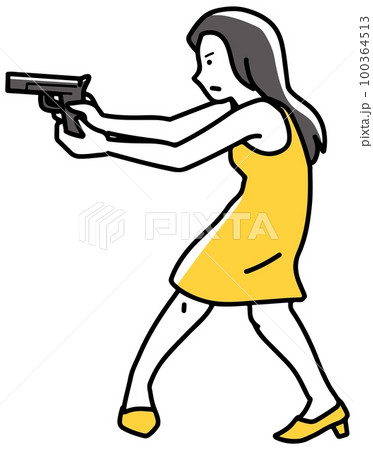 銃を向ける女性 100364513