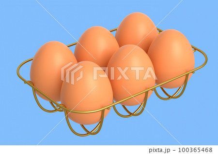 Farm raw organic brown eggs for morning breakfast in metal tray 100365468