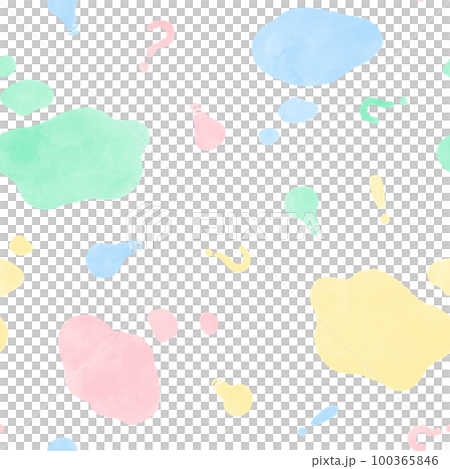 ポップなパステルカラーの吹き出し、考え中のシームレス背景 かわいい手描きの水彩イラスト 100365846