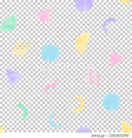 流行柔和色彩的幾何圖案無縫背景 可愛的手繪水彩插圖 流行柔和色彩的幾何圖案無縫背景 可愛的手繪水彩插圖 100365848