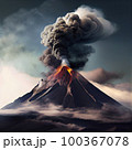 Erupting volcano against dark sky, stock illustration 100367078