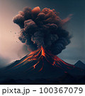 Erupting volcano against dark sky, stock illustration 100367079