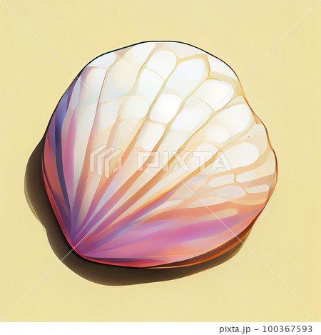 Mother-of-pearl shell. Beautiful shell icon. Colorful illustration in pastel colors. AI-generated Mother-of-pearl shell. Beautiful shell icon. Colorful illustration in pastel colors. AI-generated 100367593