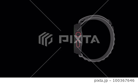 Smart watch rotating on background with Alpha channel for chroma key. Isolated 3D render. Smart watch rotating on background with Alpha channel for chroma key. Isolated 3D render. 100367646
