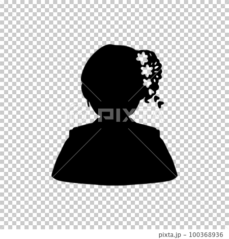 Shichi-go-san 女孩 3 歲剪影和服和服黑色 100368936