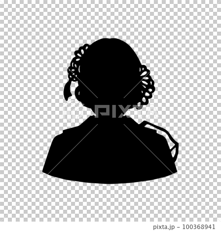 七五三節，十三舞里女孩剪影，和服，黑色 100368941