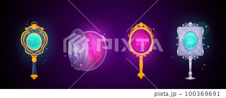 Magic mirrors with vintage silver and gold frames Magic mirrors with vintage silver and gold frames 100369691