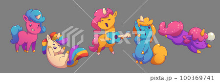 Vector cute rainbow unicorn illustration design Vector cute rainbow unicorn illustration design 100369741