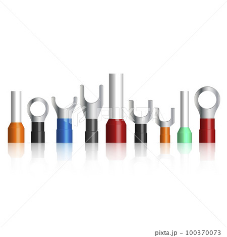 Set of various cable lugs, 3D vector illustration. 100370073