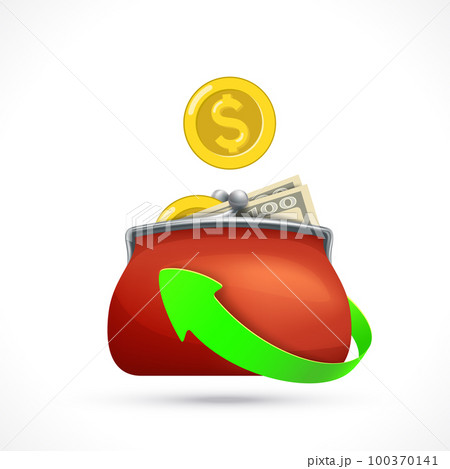 Wallet with money and growing green arrow Wallet with money and growing green arrow 100370141