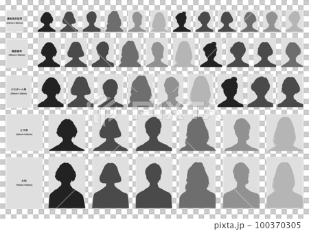 婦女證件照片剪影插圖集 婦女證件照片剪影插圖集 100370305